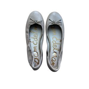 Sam Edelman Womens Beige Felicia Leather Round Toe Slip On Ballet Flats Size 10M